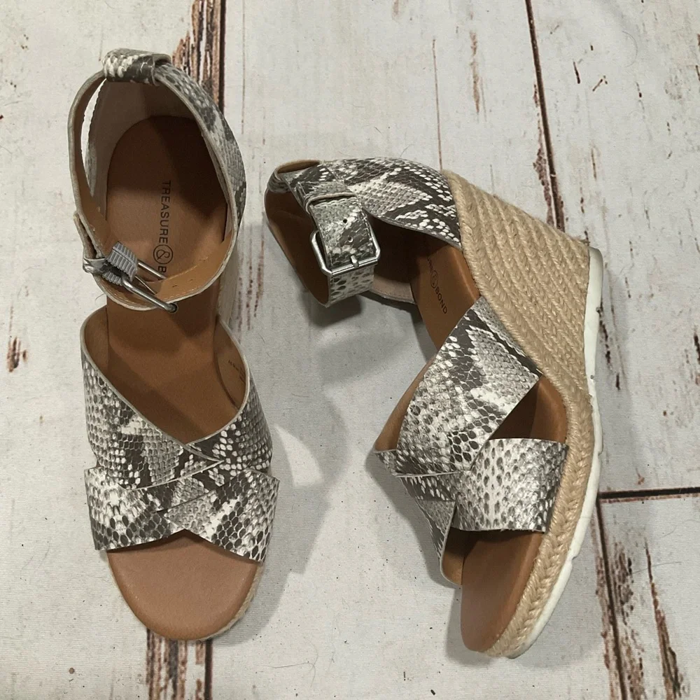 TREASURE & BOND POPPY ESPADRILLE WEDGE SNAKE PRINT WEDGE SANDALS‎